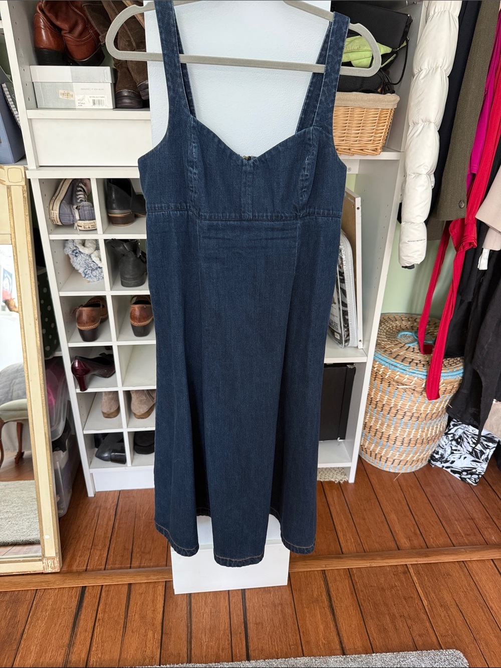 HOLDING HORSES Dark Blue Denim Midi Dress